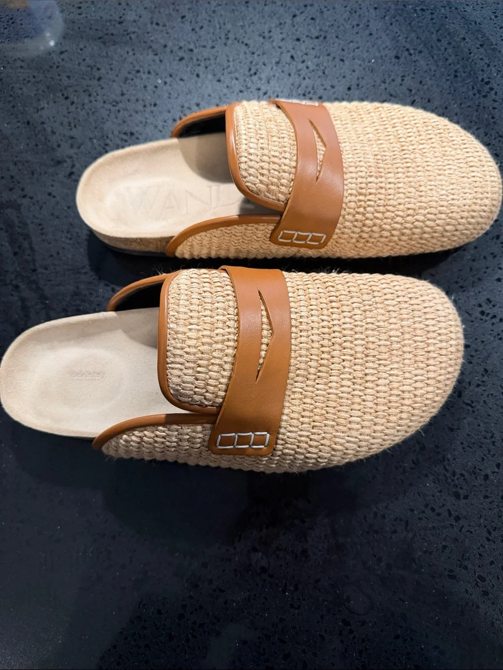 Men's JW Anderson Woven Slip-On Mules in Tan